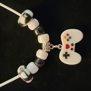 White & Black Video Game Controller Necklace
